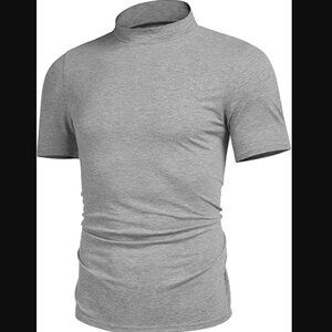 Poriff - Mens Casual Nock Neck T-Shirt, size XL US mens, color grey.